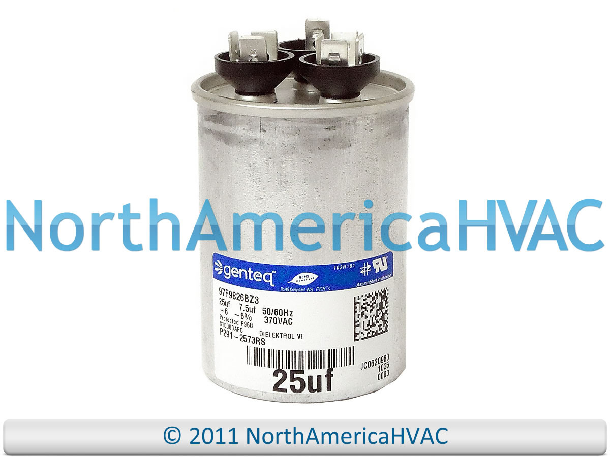 Capcom GE Genteq Capacitor Round 25/7.5 uf 370 volt 97F9826